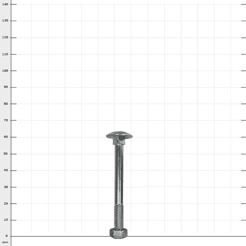 Helium screw set scissor head joint, a single silver screw with hex nut and round head on white checkered background