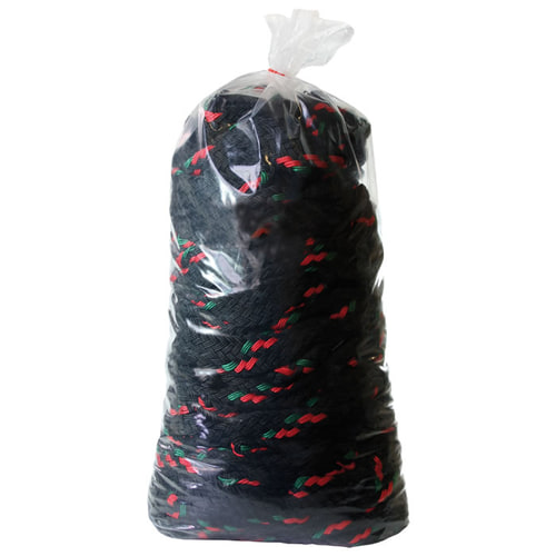 ArboLine 4T Black Braided Rope with Red and Green Threads, Packed in a Transparent Plastic Bag