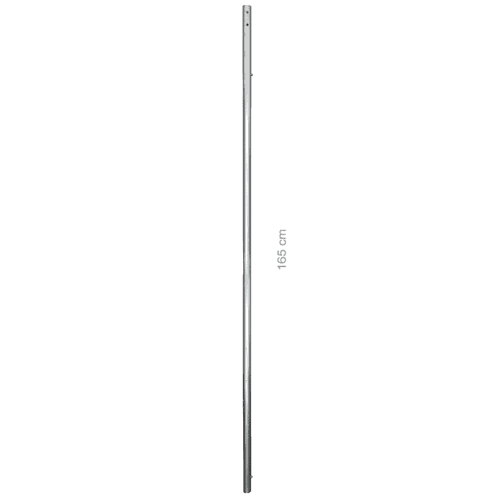 Hayate 500 rod top, long thin silver rod with several small holes, 165 cm long