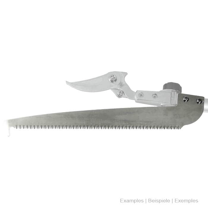 ZTR saw blade with long, serrated saw blade and a sharp blade attached to a joint.