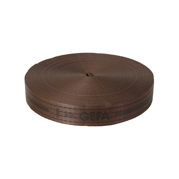 GEFA 7T Webbing Stretchy Brown Coiled Webbing with Black Print