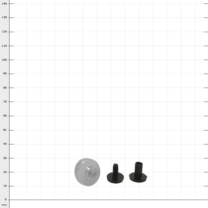 Berger saw bag roll with three individual parts, including a transparent roll and two black fasteners