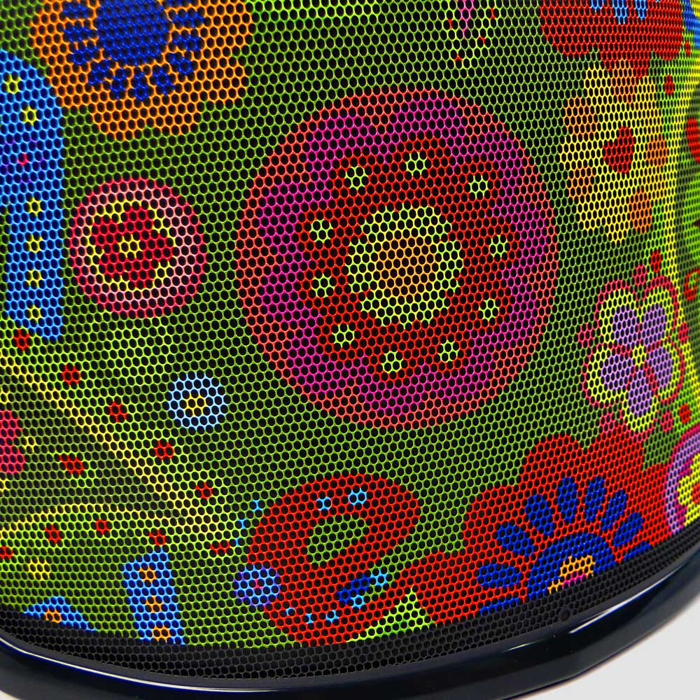 PROTOS® Visor Special Edition Close-up of the colorful floral pattern behind a black grille