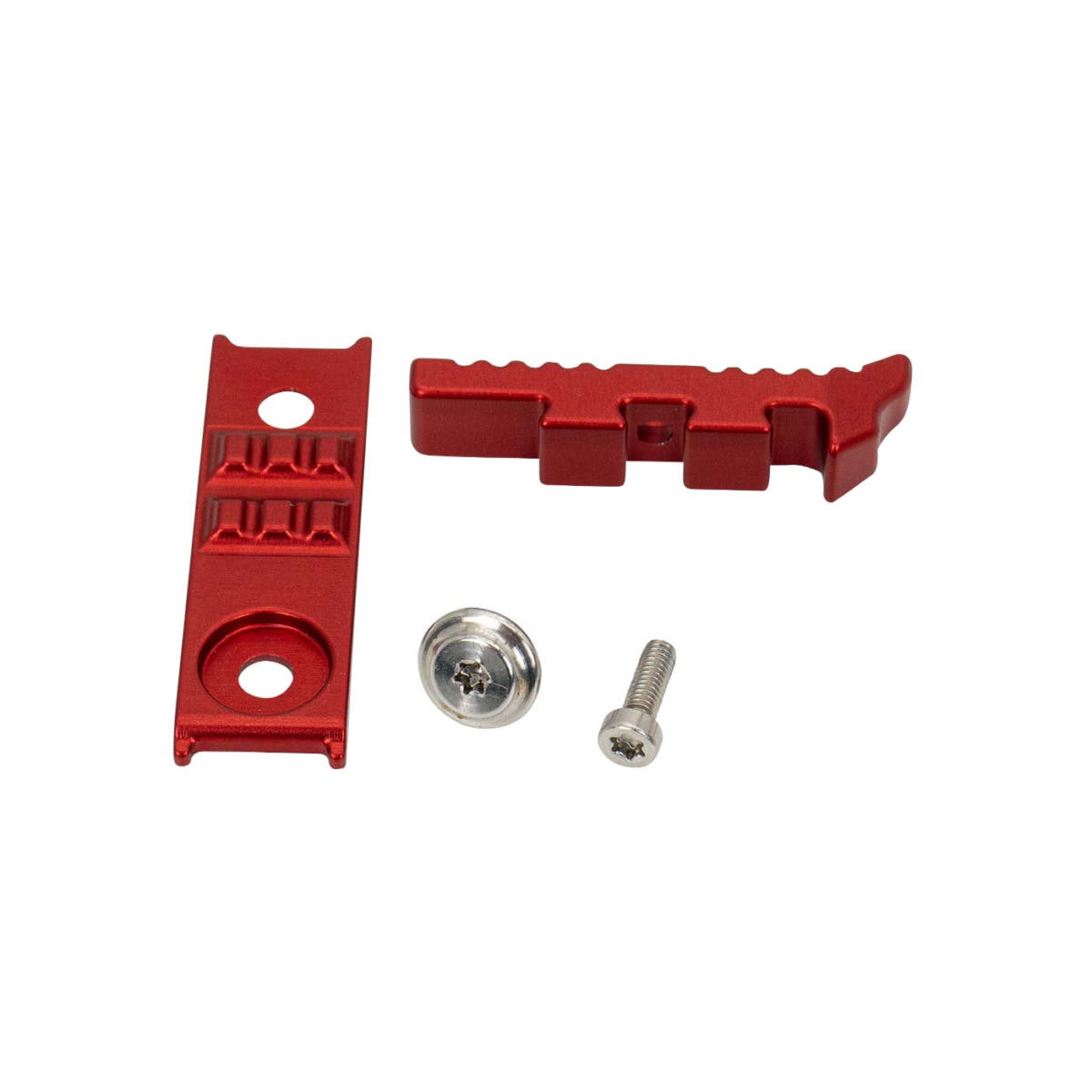 Red skyHOOK Open Gate items and screws on white background