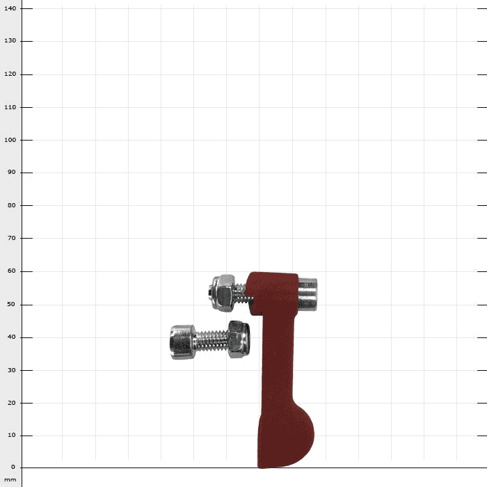 Helium Screw Set Telescopic Lock consisting of a red plastic lever and two small silver screws with nuts
