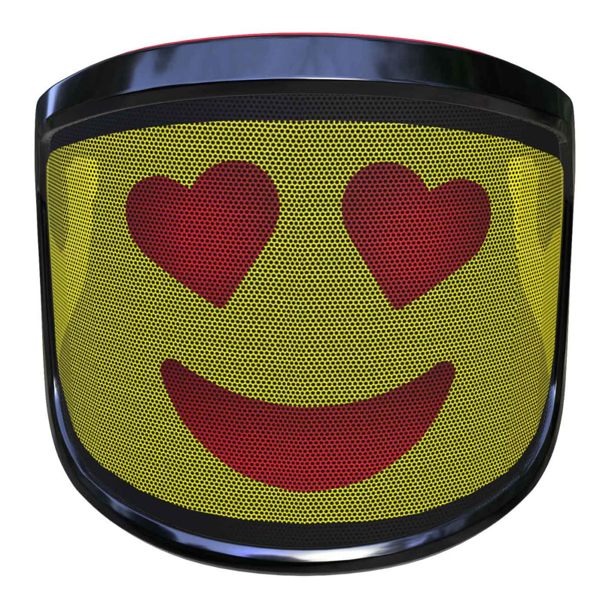 PROTOS® Arbormoji visor with yellow background and red smiley face with heart eyes, black frame