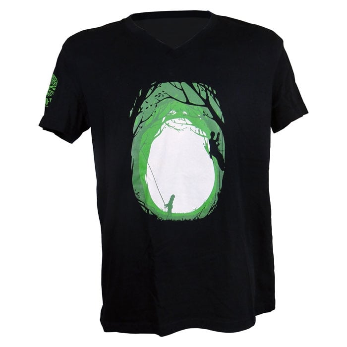 Inside Me Black Green & White Forest & Climbing V-Neck Freestanding T-Shirt