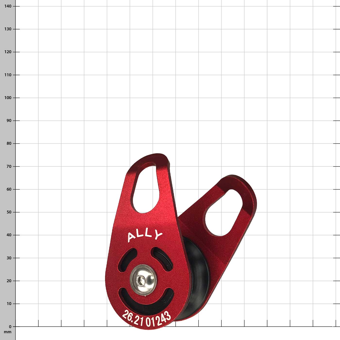 Red pulley with the inscription "ALLY" and the number "26.21 01243"