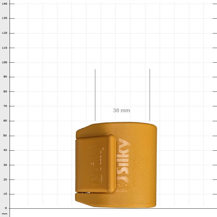 Hayate clamp small (C), yellow clamp with the inscription "Silky" on the side and a width of 38 mm