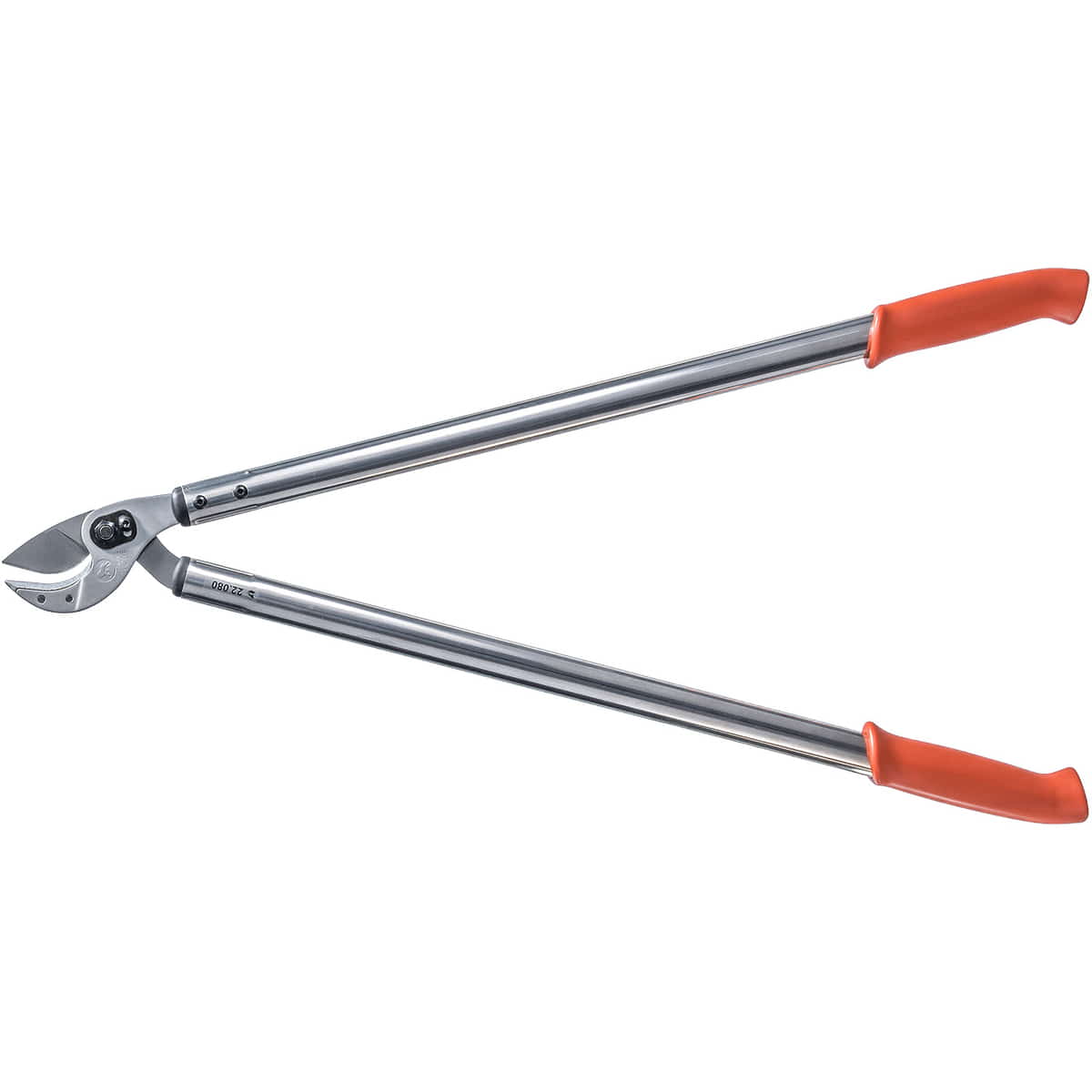 Anvil 22.080 with long silver handles and orange handle ends, cutting head with screws, slightly open