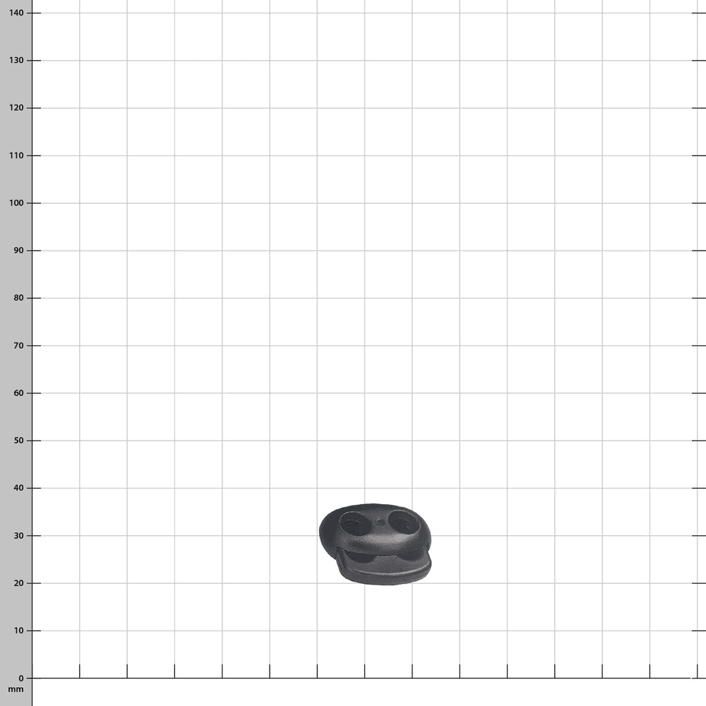 treeMOTION Material Loops Single Black Clamp on White Background with Measuring Grid