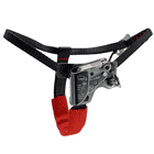 Gemini Foot Left, a via ferrata with black and red webbing and metal mechanism on which "Arbpro" and technical specifications are printed.