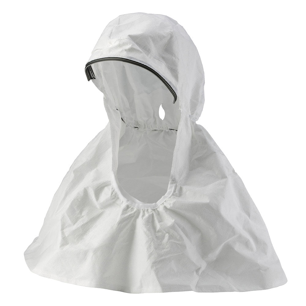 Versaflo Hood in White with Hood and Round Neckline
