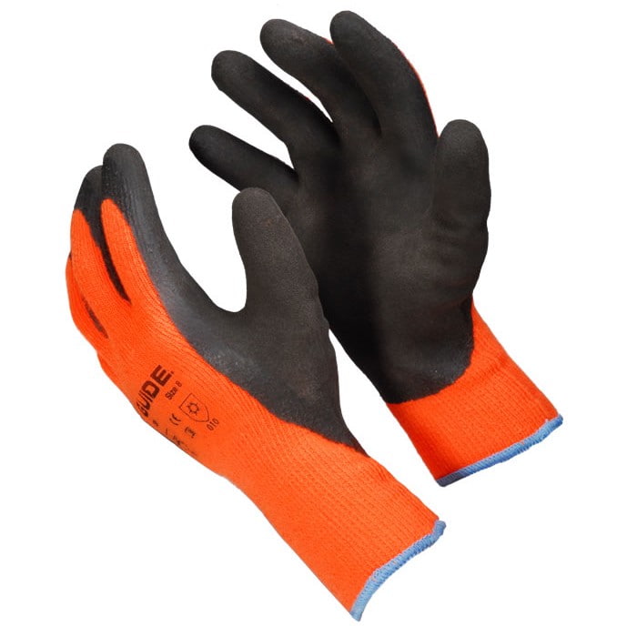158 Latex Winter-Grip Work Gloves, orange with black latex coating on the palm and fingers