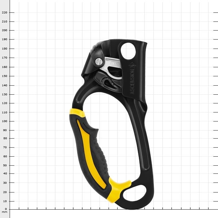 Ascension L, black and yellow device with handle and metal mechanism, manufacturer's name "Ascension" visible
