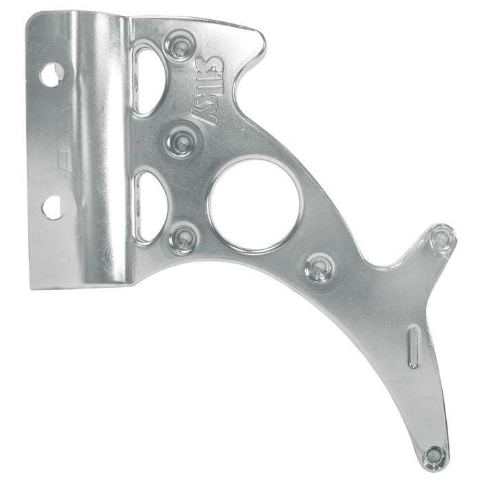 Fox silver metal part with several round holes and embossed "SILKY"