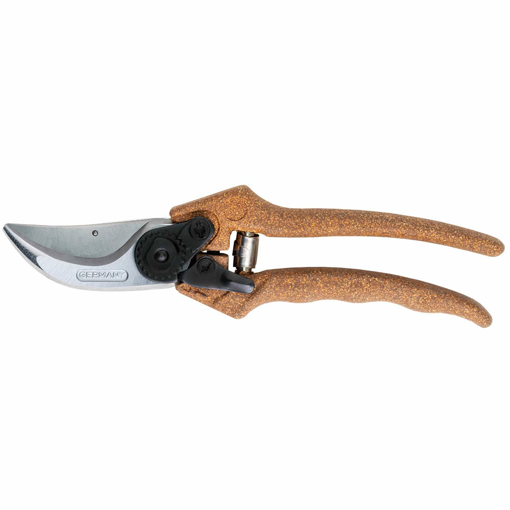 Berger C1200 Pruning Shears with Brown Handles and Silver Blade, Brand Berger, Model C1200, Made in Germany, Side View