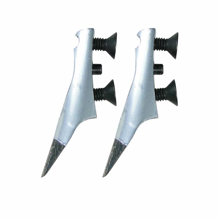 Buckspikes Screw S, two silver metal spikes with black screws