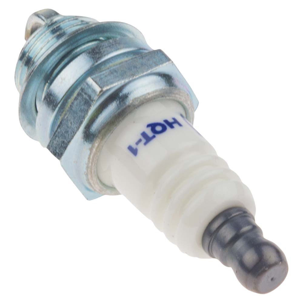 HQT-1 Horizontal Spark Plug, with White Ceramic Housing, Metal Thread and Black Top Connector
