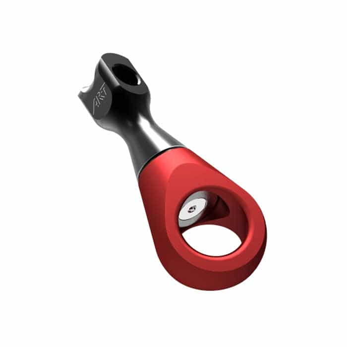 Positioner swivel in black and red with the inscription "ART" on the side, red ring with visible screw inside