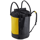 Round yellow and black Petzl Bucket 45 with two black risers, back with "50 KG MAX" print