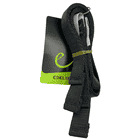Black, folded webbing straps with green-black label, manufacturer Edelrid, product name TreeRex Leg Loops