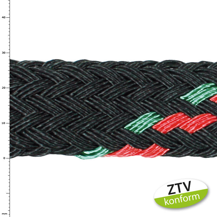 ArboLine 4T Black Braided Rope with Red and Green Threads and a ZTV Compliant Sticker