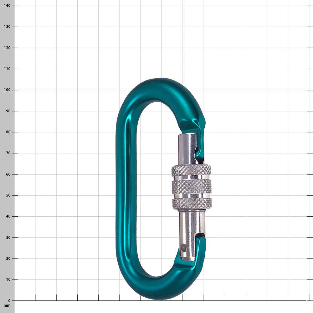 Oval Screwlock Carabiner in Blue with Screw Lock Open, Product Name Oval Screwlock
