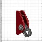 Mini Ropegrab, Red Rope Device with Gray Ring and Metal Clasp, Side Oblique View