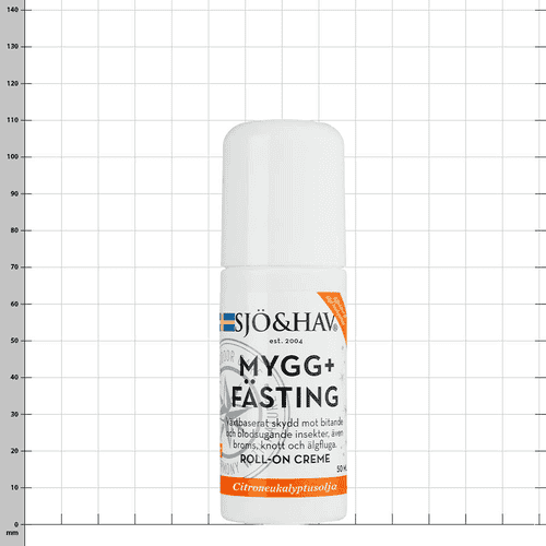 Mücke+Zecke Roll On, white roll-on bottle with inscription SJÖ&HAV MYGG+FÄSTING and orange marking