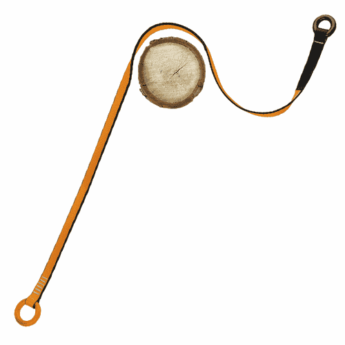 Bicolor Plus 150, two-tone sling loop in orange and black with two large loop ends, one reinforced with black webbing