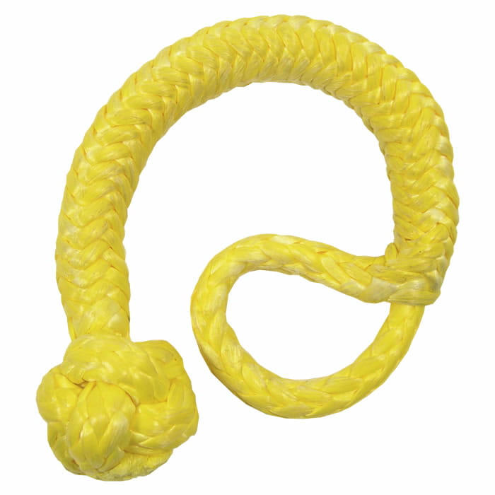 Link 8 yellow rope with knot at one end and a loop at the other, product name visible