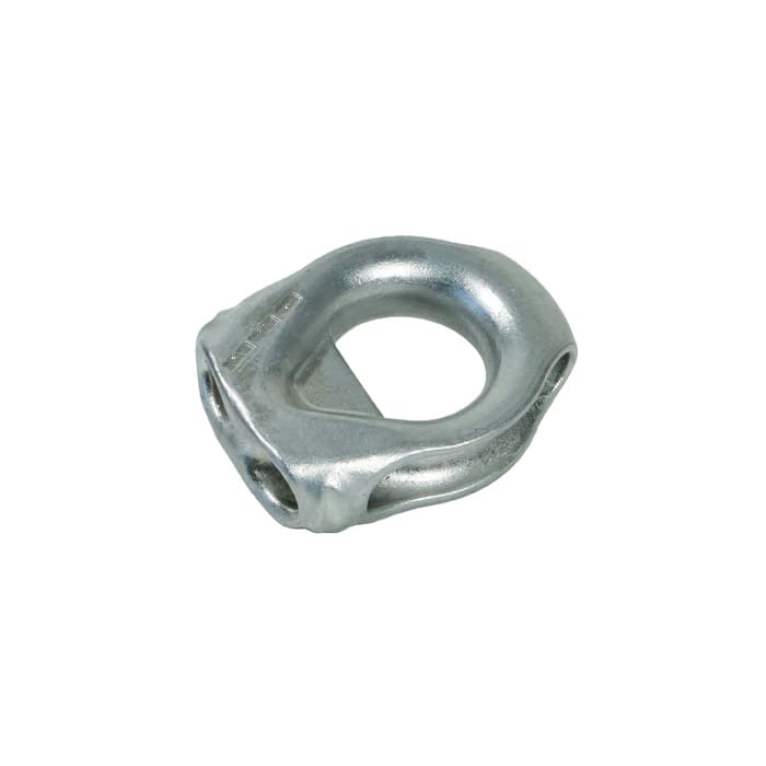 Thimble 8T, silver metal part with round hole and beveled sides
