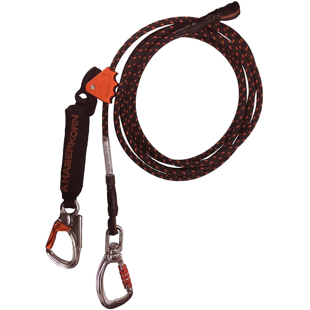 Edger 6 Set, Black and Orange Rope with Two Metal Carabiners and Black Ribbon with "AHABERKORN" Inscription