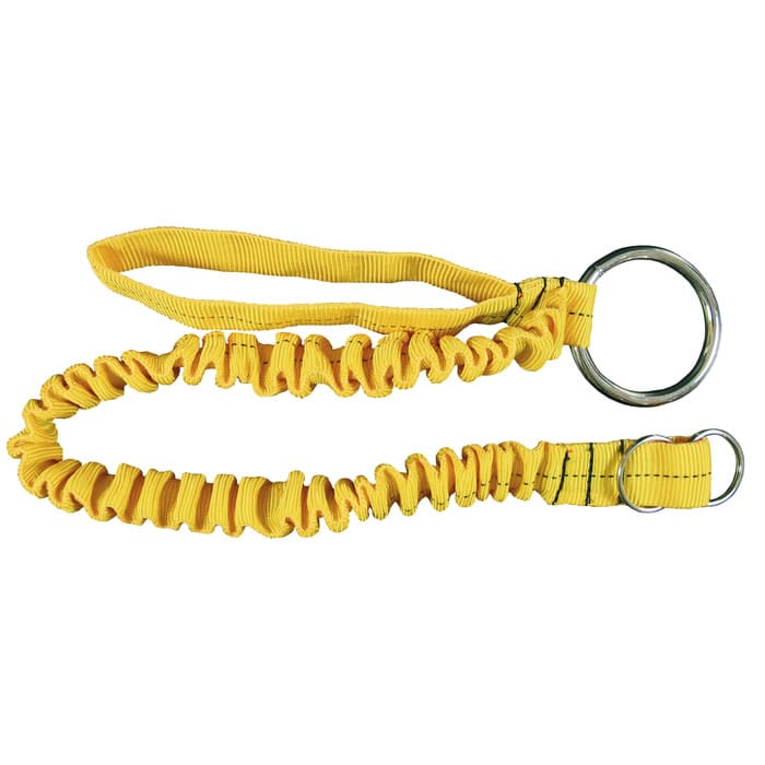 Strop DUO, yellow elastic band with two metal rings at the ends