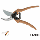 Berger C1200 secateurs with brown handles and silver blade, Berger brand, model C1200, made in Germany, with German tool logo