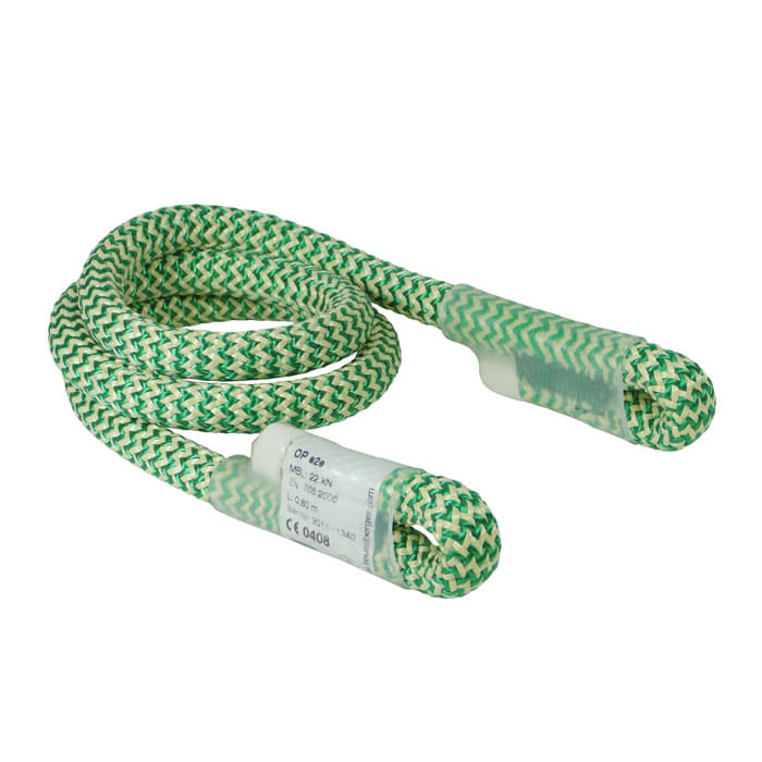 Ocean Sling 10, green and white rope with two loop ends and a label at the bottom.
