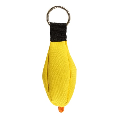 ECO keychain in yellow with black fabric ribbon and silver keyring