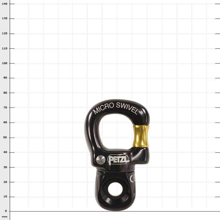 Micro Swivel by Petzl in Black with Gold Swivel and White Lettering