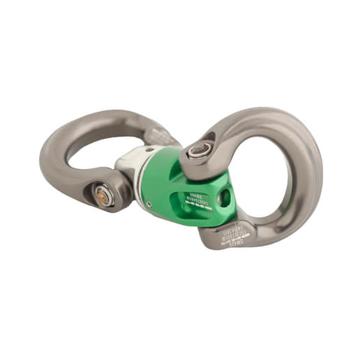 Mini-Swivel Nexus 3, green metal part with two large silver metal eyelets, product name visible