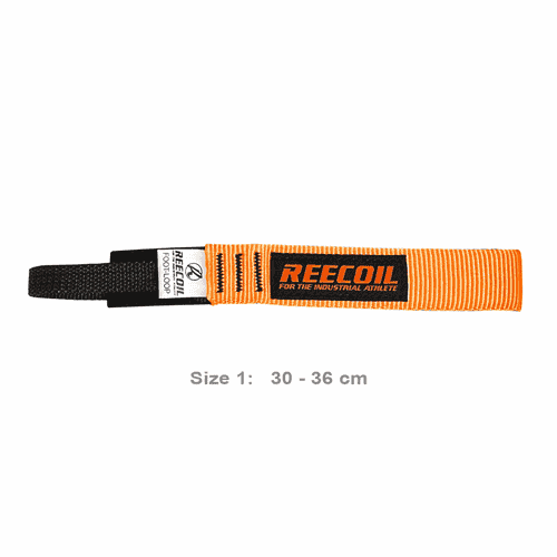 Foot Loop 1 by Reecoil, an orange loop with black end and Reecoil logo, size 30-36 cm