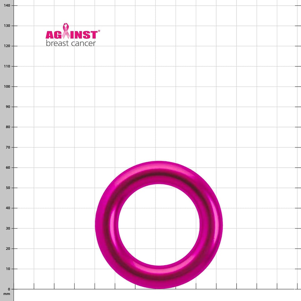 Aluring 40 Pink, pink ring with smooth surface, in front of a white background with measuring grid