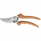 Berger C1760 Pruning Shears with Brown Handles and Silver Blade, closed view, with manufacturer's specs and model number on the metal part