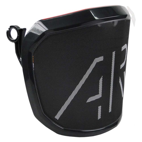 PROTOS® Visor Special Edition black visor with white lettering ART, side view with fastening ring, manufacturer PROTOS®