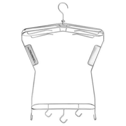 Toolprotect Metal Hanger Pro with Multiple Hooks and Two Rectangular Brackets on the Sides, Silver
