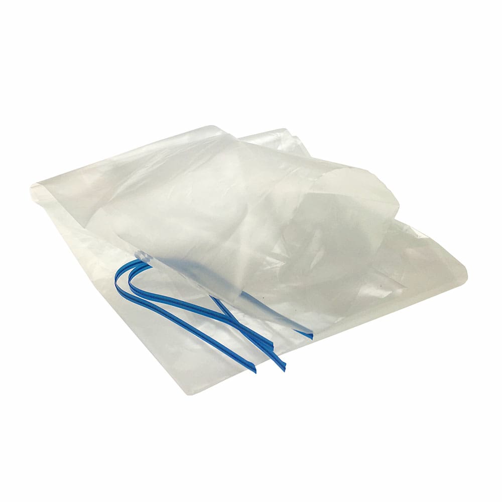 Versaflo Tube cover, transparent with blue ribbons, loosely laid out