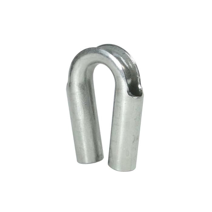 Stainless steel thimble 12 made of metal, U-shaped and shiny silver