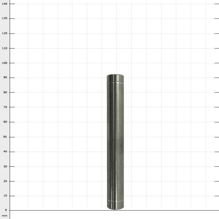 Stainless Steel Pin - LD2, cylindrical pin made of stainless steel, on white grid background with millimeter indications