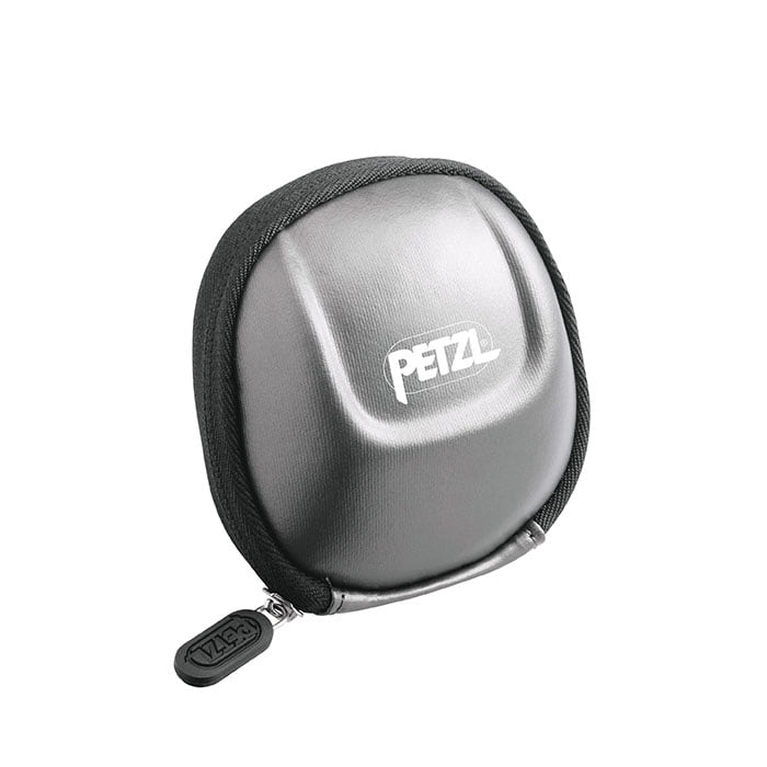 Poche Tactikka by Petzl Gray Compact Hard Shell Bag with Zipper and White Petzl Logo on the Front