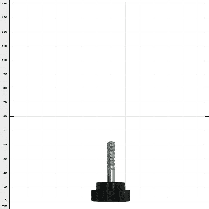 Zübat Telescopic Knurled Screw with Black, Hexagonal Handle and Silver Threaded Screw